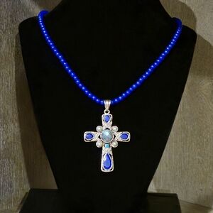 Nicky Butler 925 Sterling Silver Lapis, Turquoise, Labradorite Cross Necklace